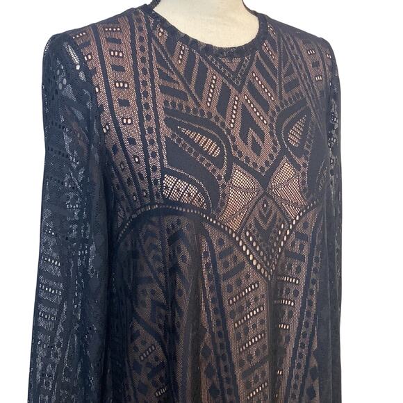 BCBGMaxAzria Natyly Black Lace Swing Dress Dress Size Small Art Deco Whimsigoth - Picture 5 of 9